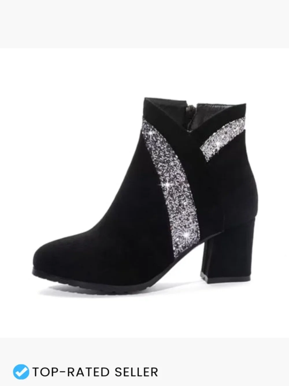 Chunky Heel Ankle Booties Round Toe Side Zipper Dress Boots Faux Suede